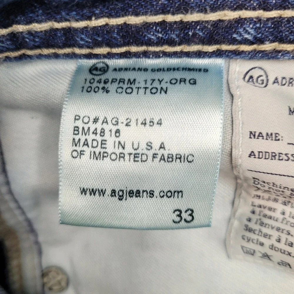 AG Adriano Goldschmied Protege Straight Leg Jeans Mens 33x34 Distressed Denim